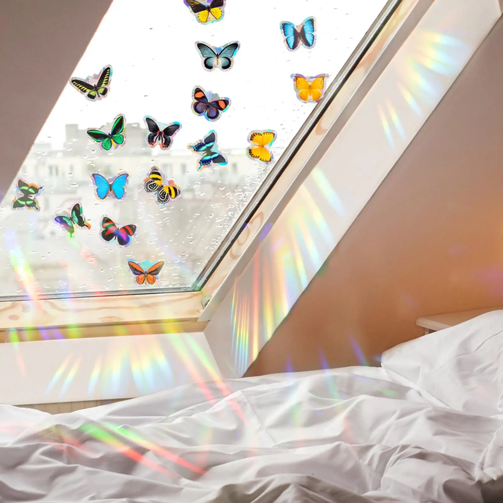 Rainbow Window Cling Colorful Prevent Birds Strikes Static Cling Window Film