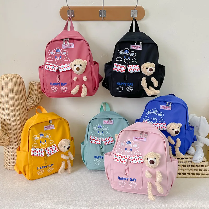 

Children's Backpack Cute Bear Boys and Girls Baby Kindergarten School Bag Lightweight Waterproof Preschool Backpack