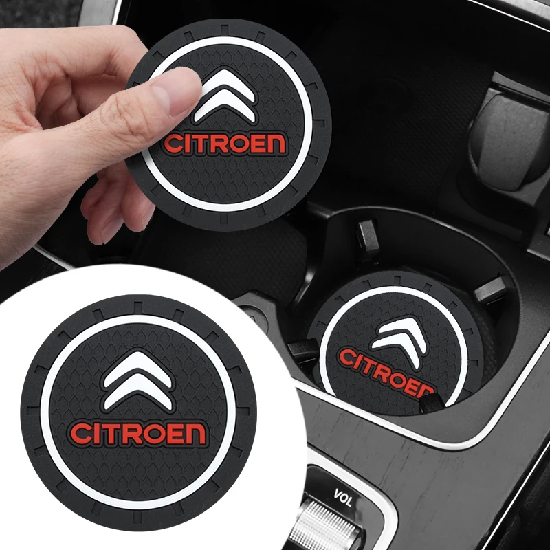 2Pc Car Coasters Water Cup Slots Non-Slip Mat Water Cup Pad For Citroen C2 C3 C4 C5 C6 C1 DS3 DS4 DS5 Xsara Berlingo Accessories cup holder coasters car coaster pads