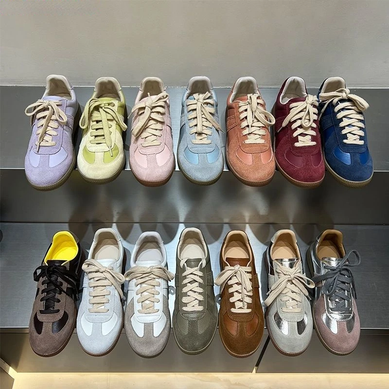 New popular German training shoes for women's sports and casual flat bottomed niche retro leather shoes