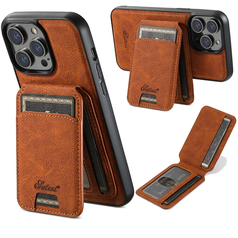 Sleek Leather MagSafe Wallet Phone Case with Card Holder – Premium Fashion Pocket Cover