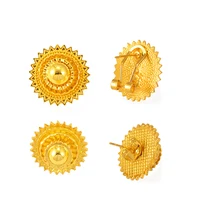 Anniyo 1.7cm/2CM/2.2CM Round Eritrea Stud Earrings for Women Girls Ethiopian Jewelry African Gold Color Silver Color @@310006 1