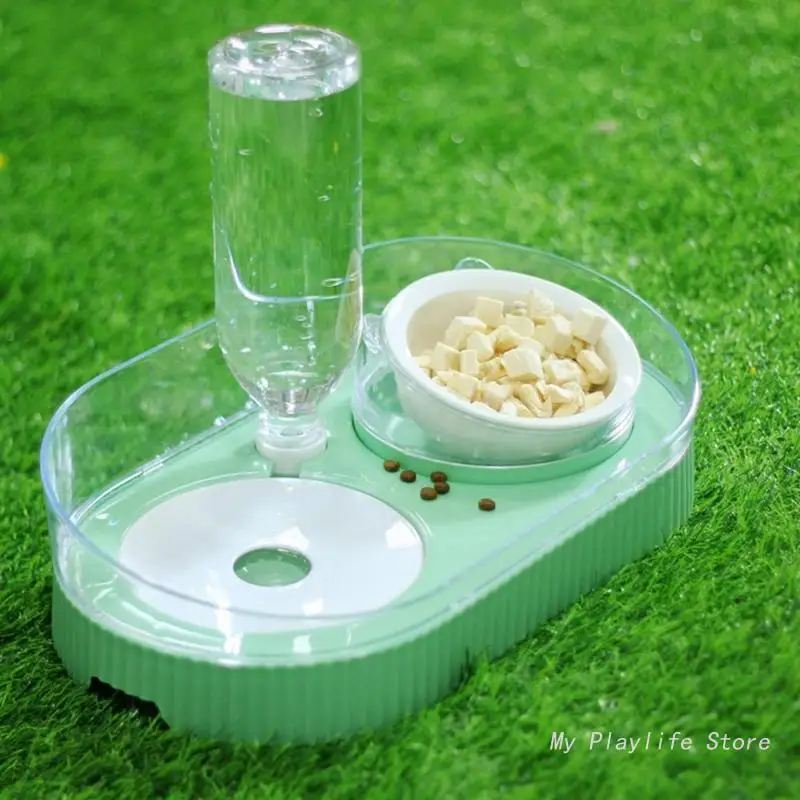

Pet Ceramic Feeder and Waterer Detachable Cats Anti-overturning Bowl Anti-Leak Water-Fountain Slanted Raised Bowl Dog Feeder