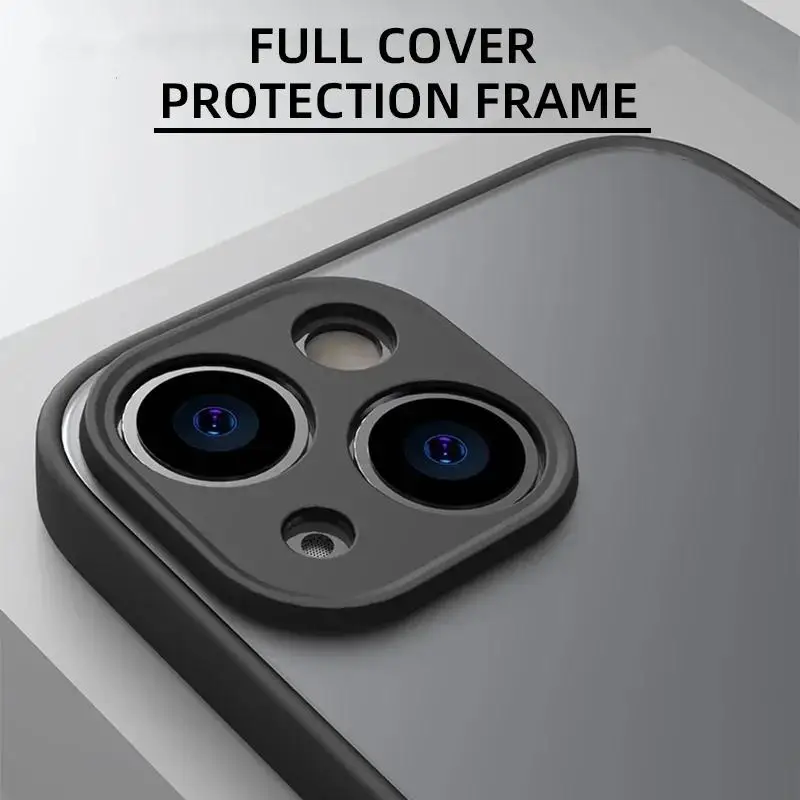 Shockproof Thin Matte Case For iPhone 15 16 13 12 11 14 Pro Max Plus Mini XR XS X Silicone Bumper Clear Hard Cover Capa funda