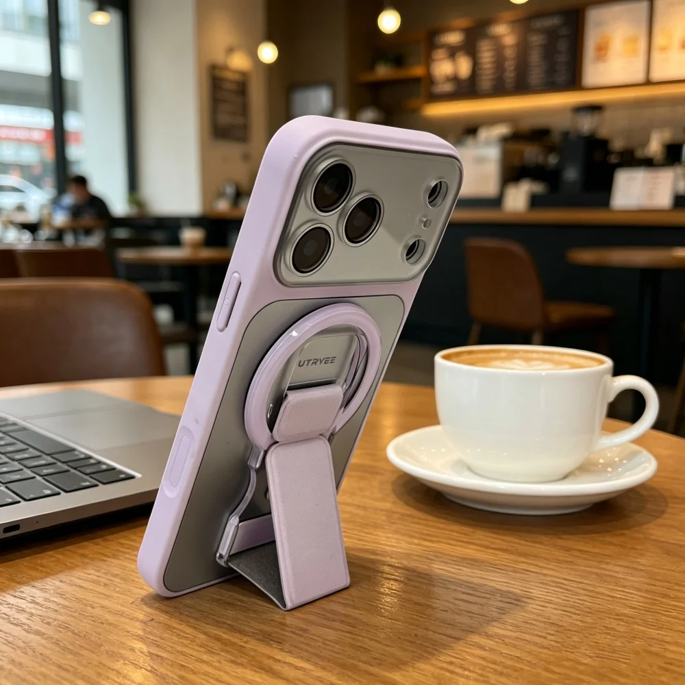 Sleek Matte Mirror Foldable Magnetic Stand Case with Soft Silicone Bumper Cover