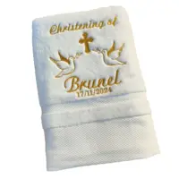 Customized Embroidery Baptism Towel 70x140cm Bath Towels for Baby Christening White Towel with Name and Date Angel wings cross 1