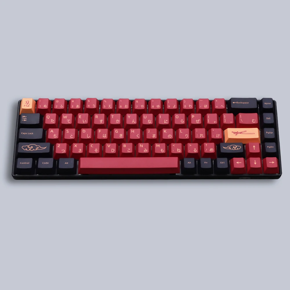 Blaue Samurai Tastenkappen – 129 Tasten PBT, Cherry Profil, Für Mechanische Tastaturen Wie RK61, GK61