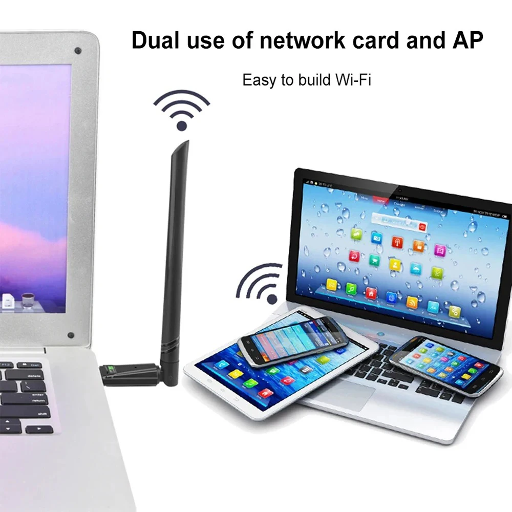 600Mbps WiFi USB 어댑터 듀얼 밴드 2.4G/5Ghz Wi-Fi 동글 802.11AC USB2.0 Win7/8/8.1/10/11용 고속 무선 카드 수신기