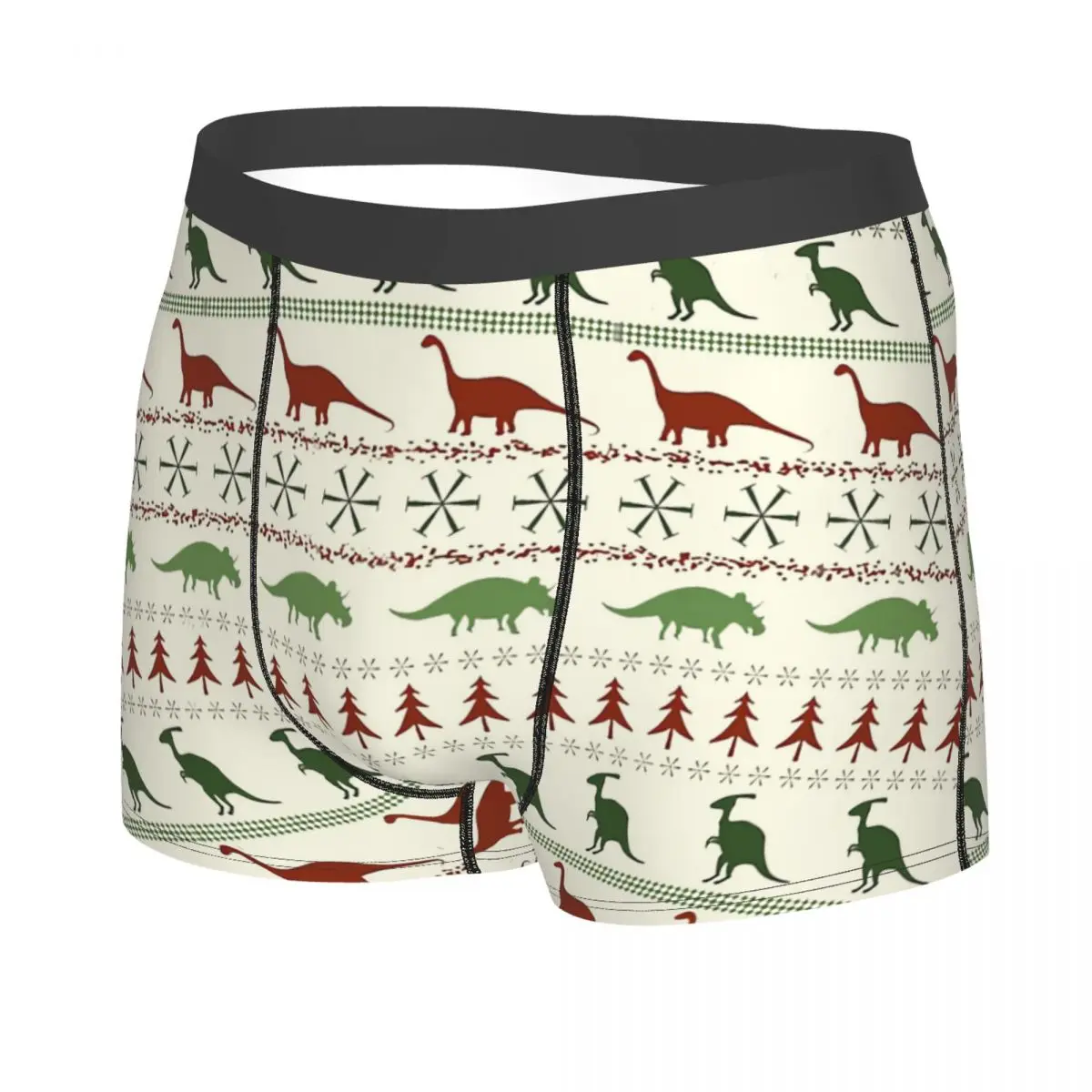 Christmas Green Man's Boxer Briefs Dinosaurs Breathable Funny Underwear High Quality Print Shorts Gift Idea 2