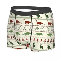 Christmas Green Man's Boxer Briefs Dinosaurs Breathable Funny Underwear High Quality Print Shorts Gift Idea 2
