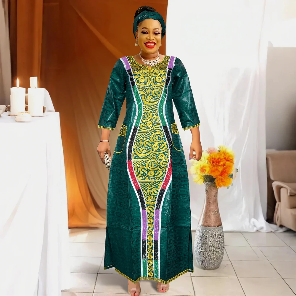MD African Dresses For Woman Bazin Riche Embroidery Desing