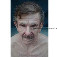 Макет, дедушка, бабушка, латексная маска, Хэллоуин, голова старика, ужас, забавный парик, головной убор, реквизит — изображение 2