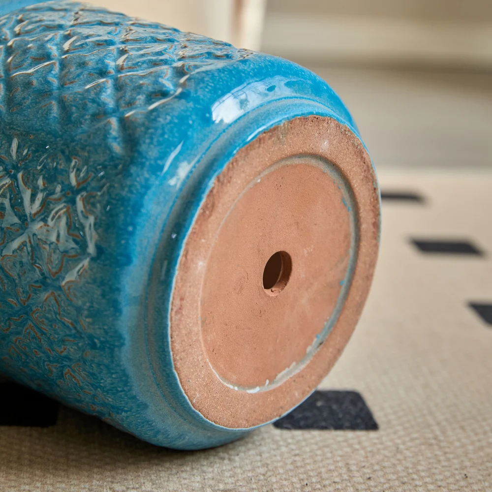 3-teiliges Set Blaue Atmungsaktive Keramik-Blumentöpfe Ø38,1/30,5/22,9cm Orchideen-Pflanzgefäß für Innen- und Außenbereich Heim- und Gartendekoration – Detail 17