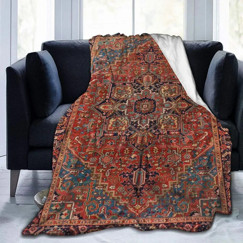 

Antique Kurdish North West Persian Rug Blanket,Tribal Vintage Flannel Fleece Blanket For Kids Teens Adults,Soft Cozy Warm Fuzzy