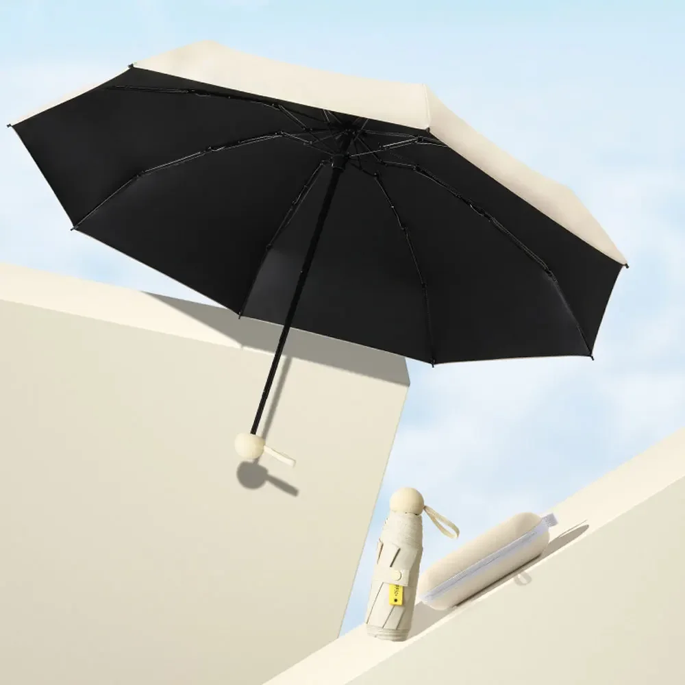 Mini Pocket Umbrella Small Sun Rain Umbrella Vinyl Folding UV Ultraviolet Protection Sun Shade Pocket Parasol Capsule