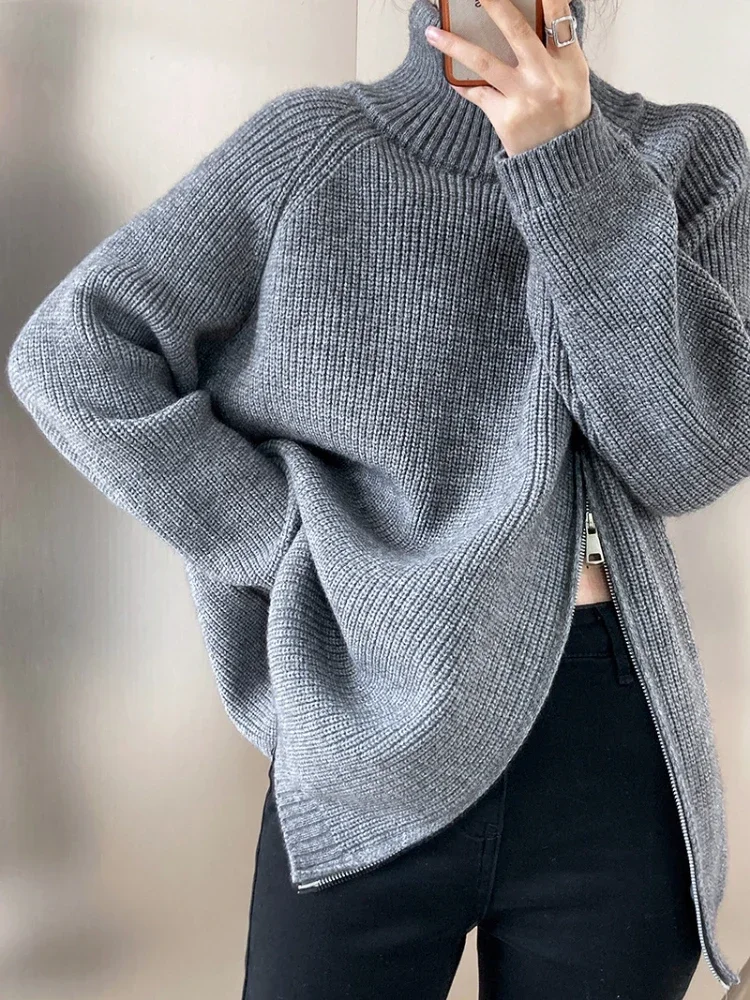 SEMICOUTURE 売れ筋商品|||セミクチュール ニット&セーター アウター レディース Turtlenecks Grey Grey Sweater with Sleeveless High Neck WOMEN | Majestic