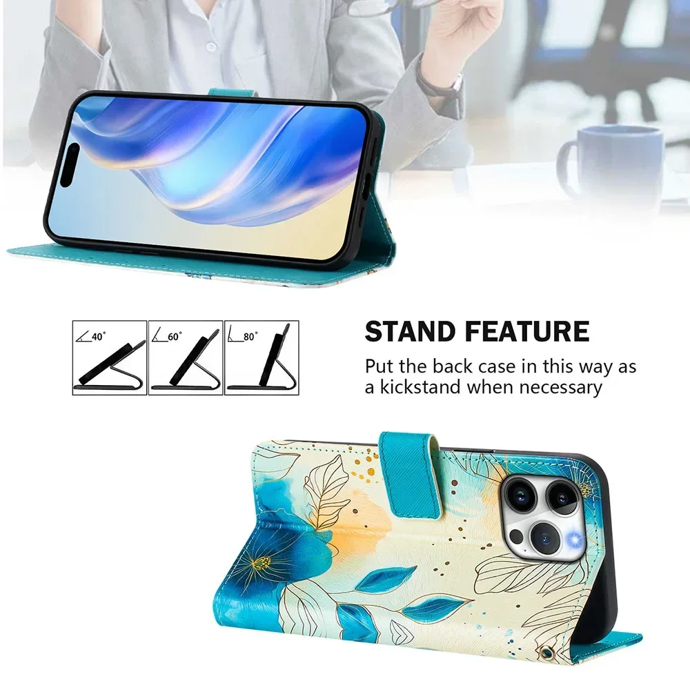 Leather Flip Wallet Phone Case with Card Slot Holder
