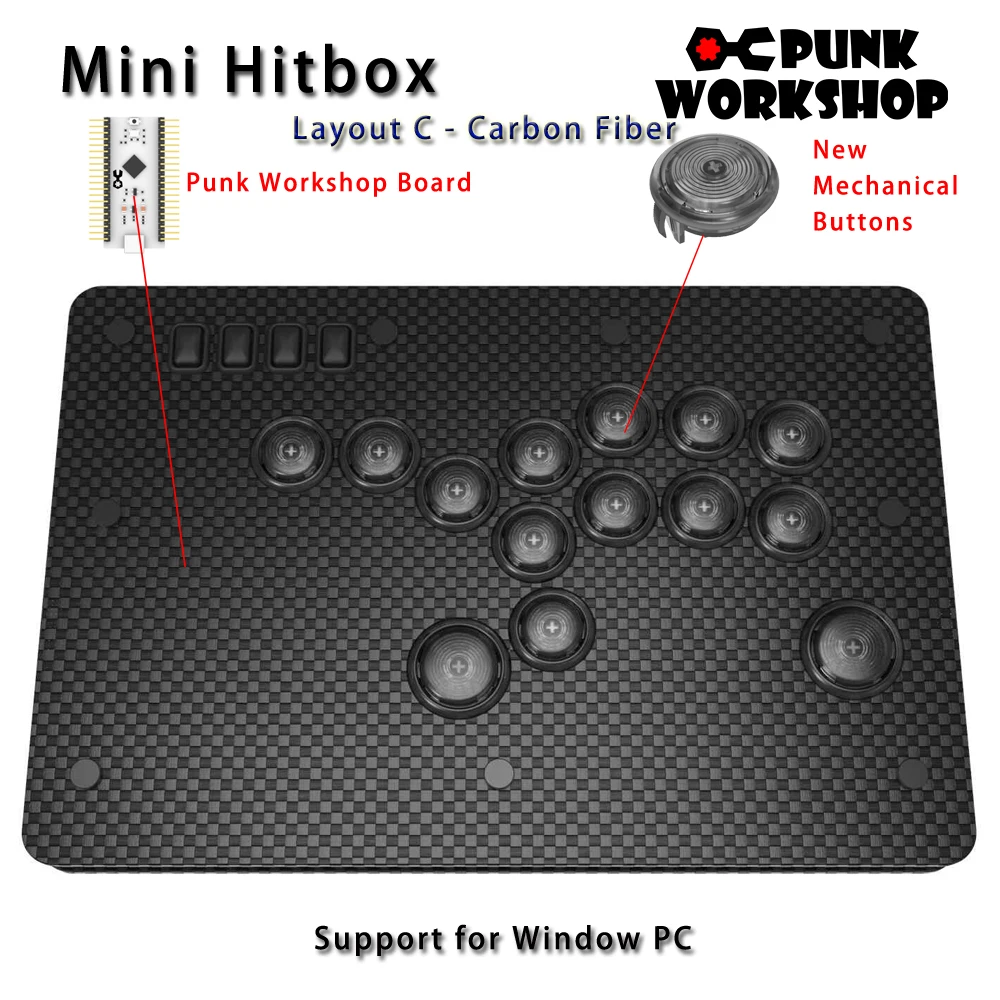 Punk Workshop Fighting Stick Controller Mini HitBox V3 SOCD Mechanical –  Sinoarcade