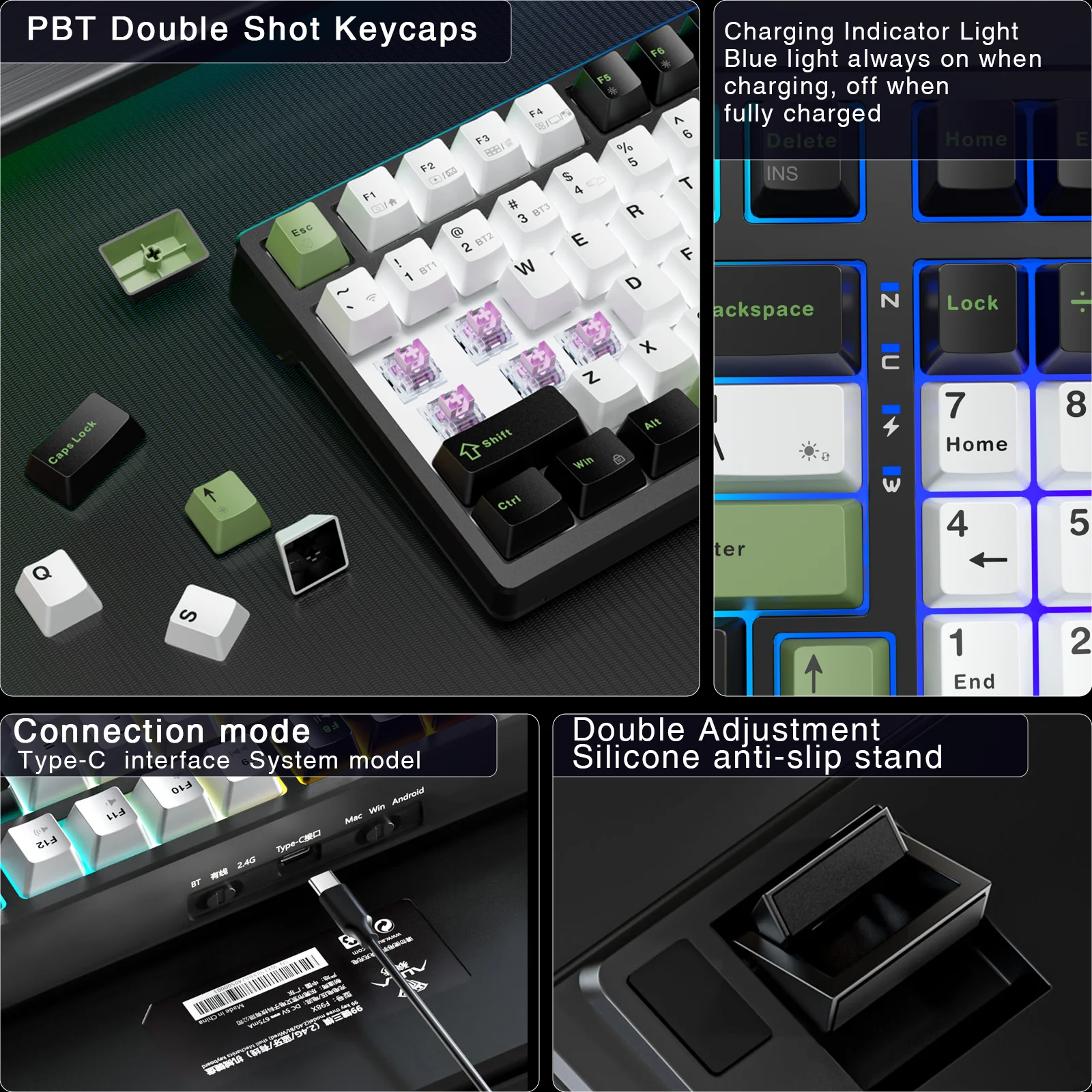 メカニカルキーボードAULA-F98X磁気スイッチ,トライモード,ホット