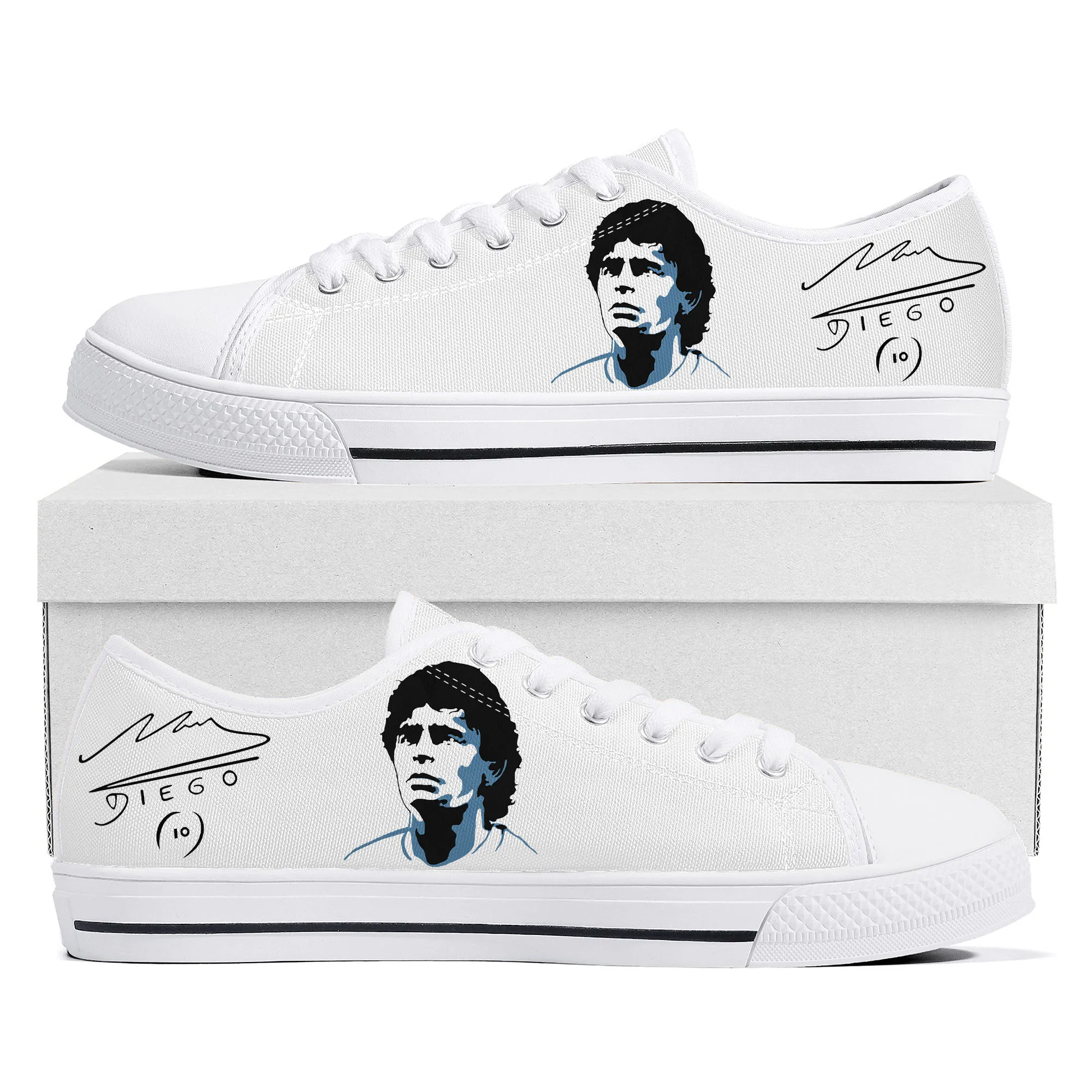 

Diego Maradona football player Low Top Sneakers Mens Womens Teenager Canvas Sneaker Casual Custom Made Shoes Customize Shoe