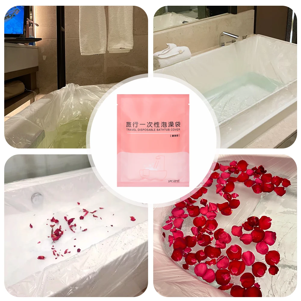 6/1Pcs Disposable Bathtub Cover Bags Thickened Bath Bucket Film Portable Travel Hotel Shower Bag Cleanliness Friendly 1.2*2.6m 6
