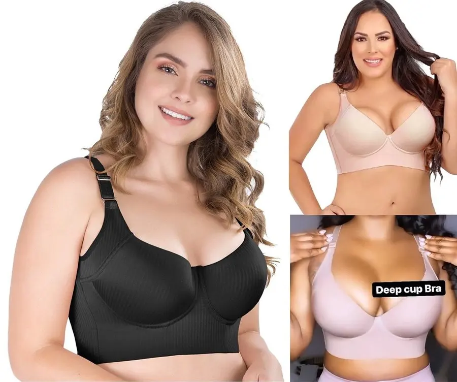 Women Plus Size Deep Cup Push Up Seamless Bras No-steel ring Anti Sagging  Bra Hide Back Fat Underwear B C D Cup 34-50 Size Bras