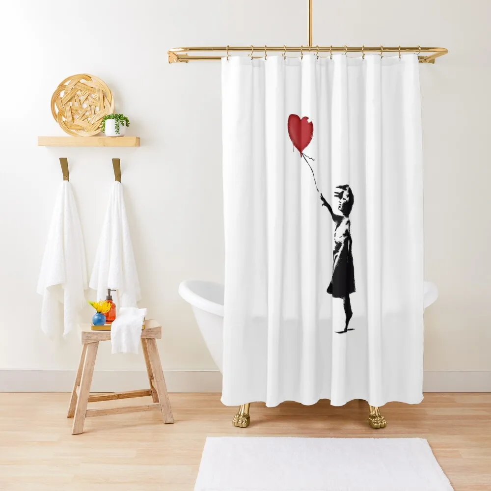 Banksy Girl with heart balloon graffiti street art Balloon Girl HD HIGH QUALITY ONLINE STORE Shower Curtain Bath Curtains