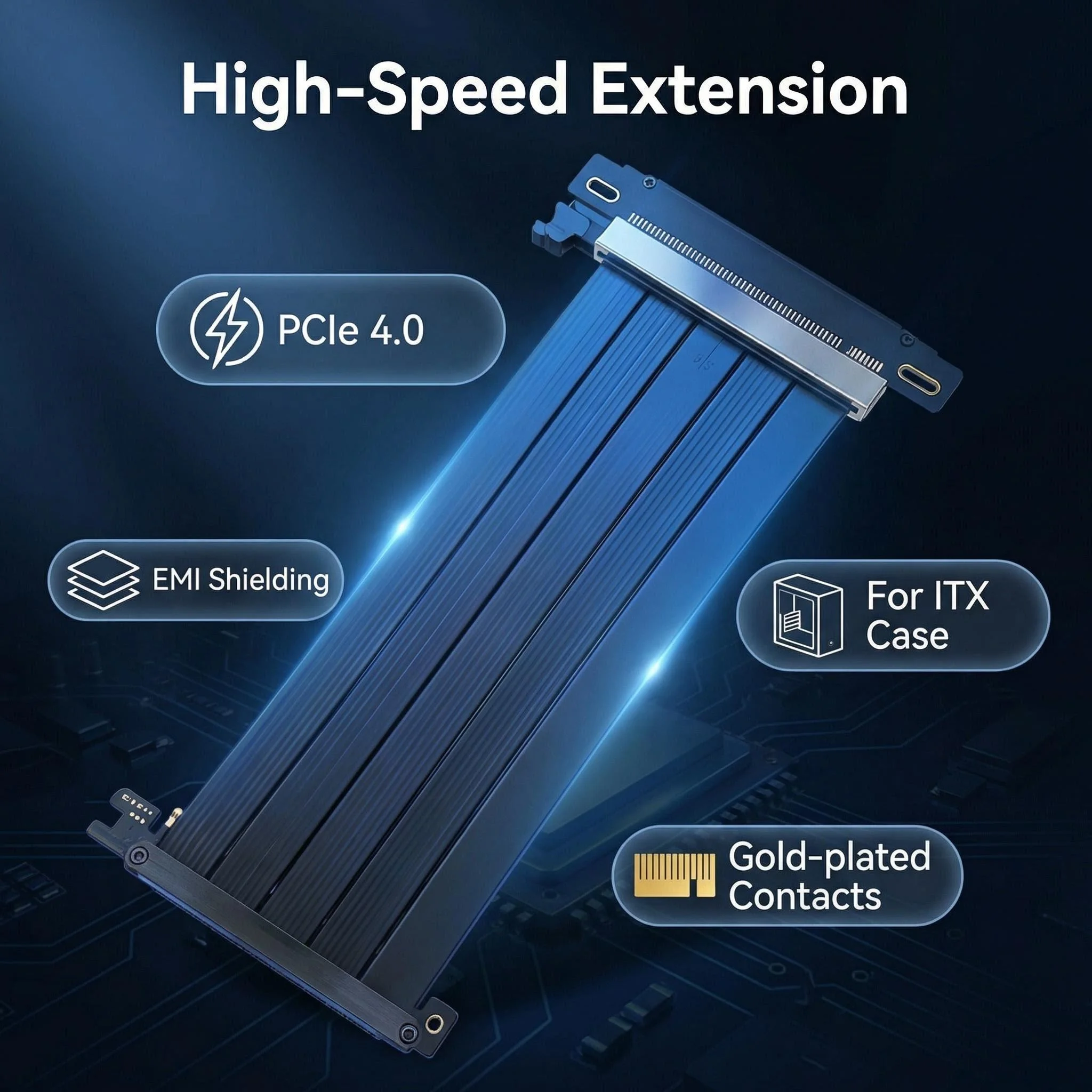 TISHRIC 18.5/20cm PCIE 5.0 PCIe 4.0 X16 라이저 케이블 듀얼 리버스 GPU 연장 코드 ITX 미니 섀시용 고속 연장기