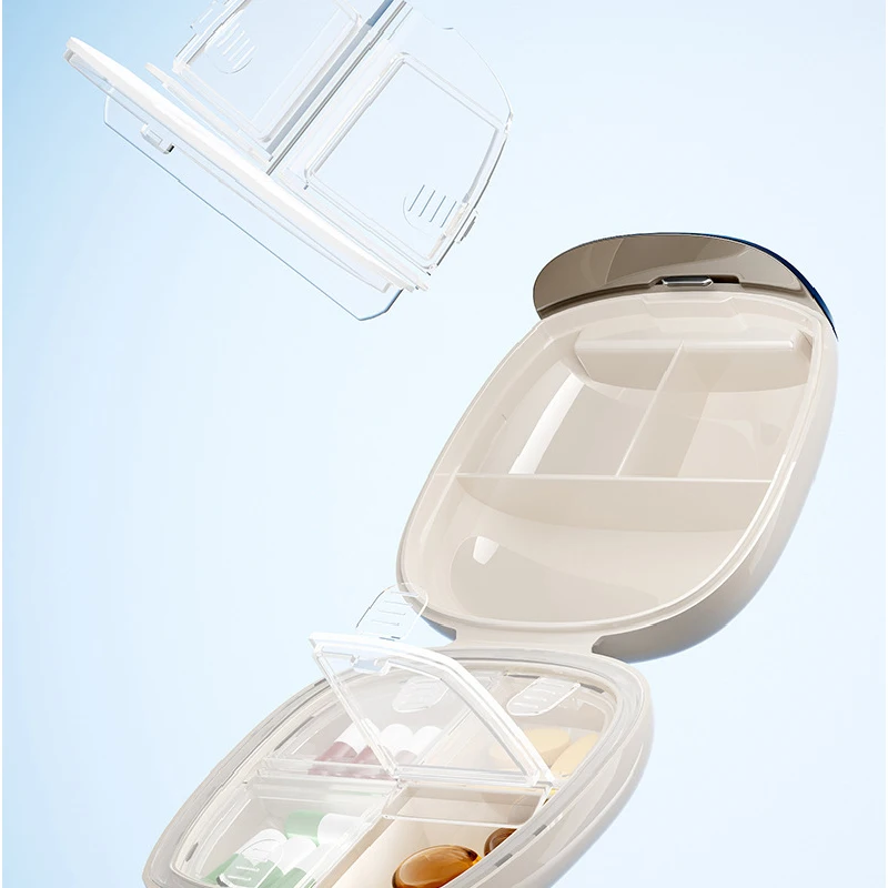 Compact Weekly Pill Organizer with Reminder - Portable Three-Meal Medicine Box
