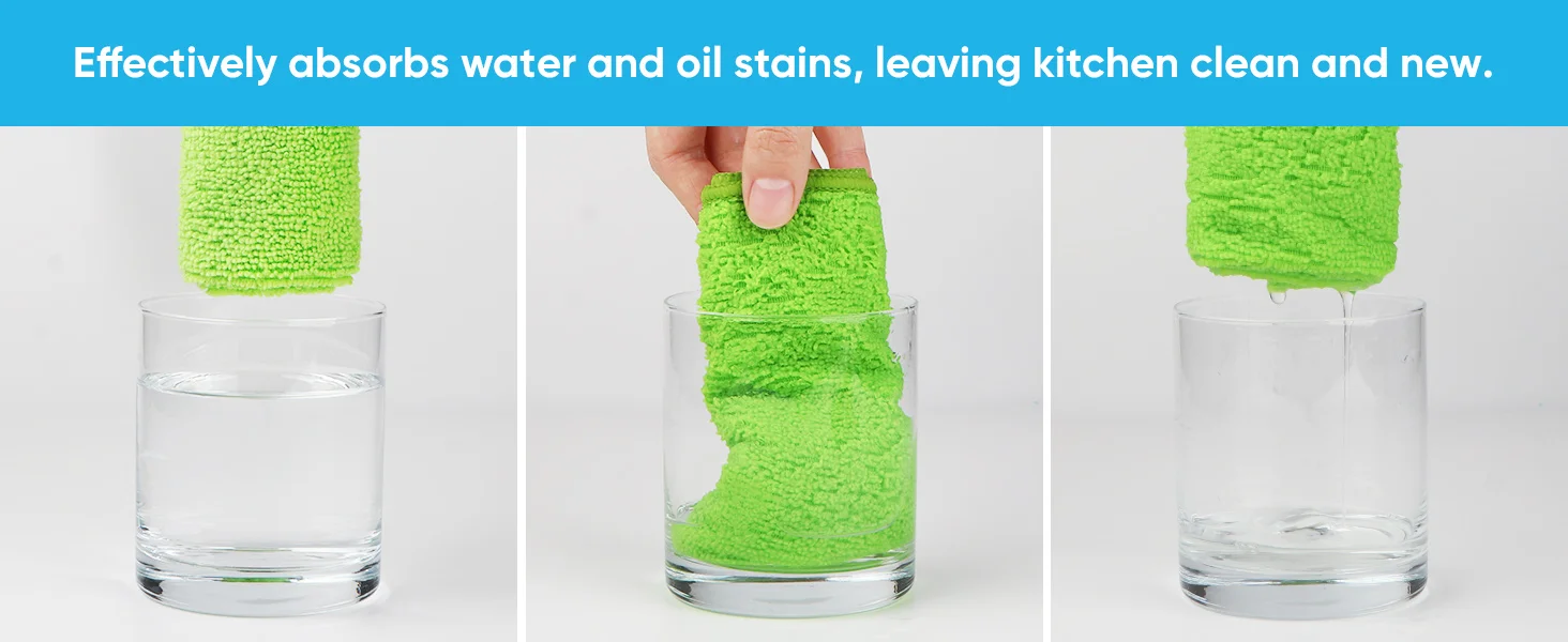 Panno per la pulizia in microfibra, confezione da 12 stracci per la pulizia, asciugamani per la pulizia con 4 colori assortiti, 11,5" x 11,5" (verde/blu/giallo/rosa)_voghion.com