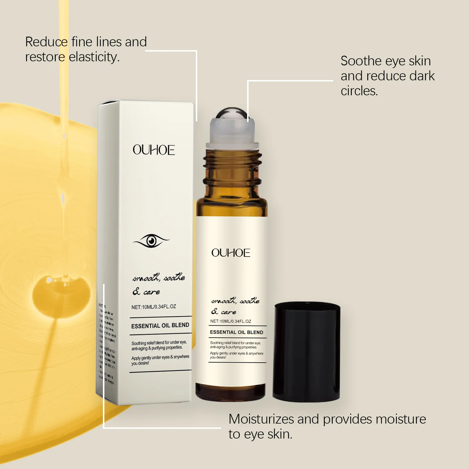 Firming Eye Roll-on Essential Oil Removal Dark Circles Wrinkle Lifting Repairing Eye Skin Moisturizing Hydrating Care 10ml