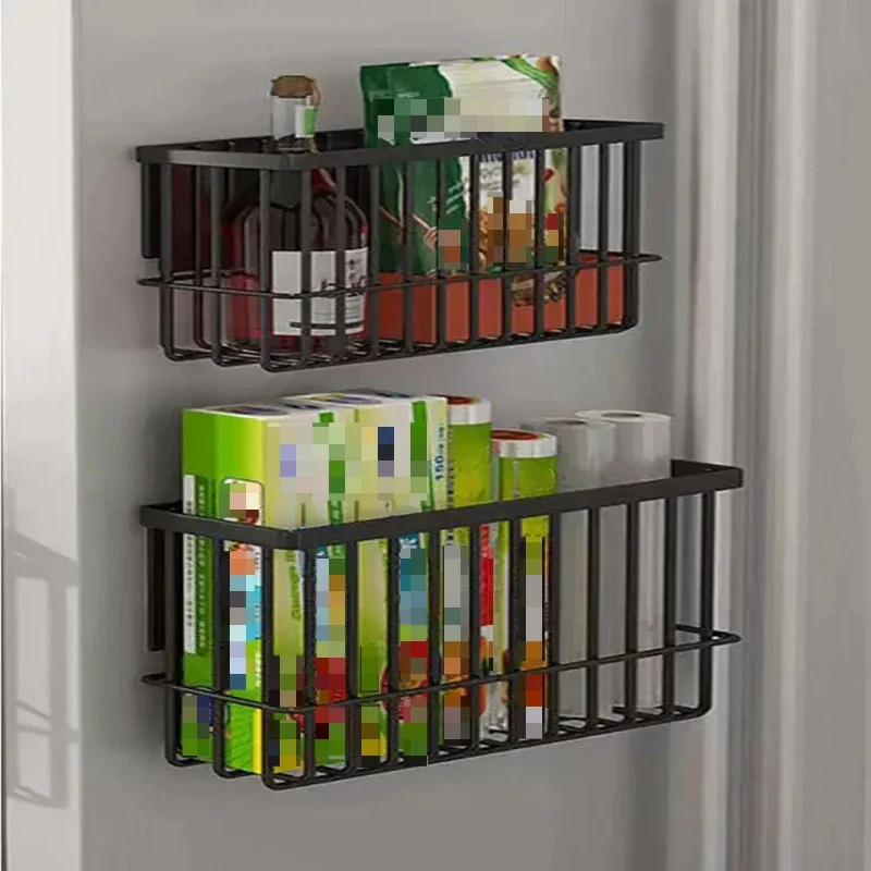 Magnetic Storage Shelf Floating Metal Kitchen Refrigerator Spice Rack Space-saving Fridge Kitchen Organizer Storage Organizer