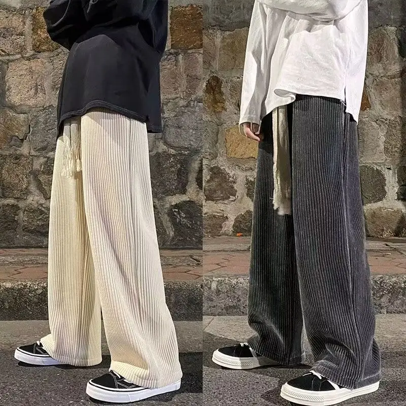 Wide Leg Pants Men Autumn Winter Thickened Corduroy Loose Draping Korean Version Casual Comfort Versatile Pants