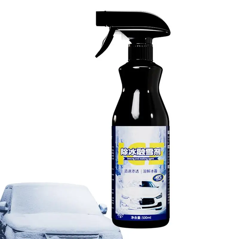 Car Defrosting Liquid 500ml Glass Spray Fast-Acting Snow Melting Ice Cleaner For Driving Safety For Exhaust Pipe Headlights
