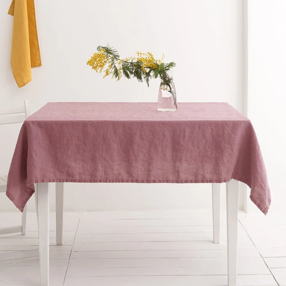 Pure Linen Tablecloth,for Kitchen Dining Room Party Holiday Tabletop Decoration, Solid Color Table Cover,Natural Fabric
