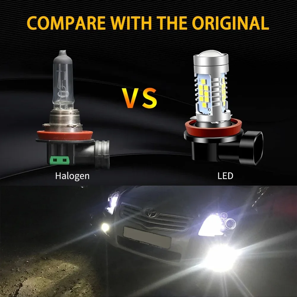 2개입 H11 LED 헤드라이트 H8 H9 H16(JP) 자동차 안개등 9005 HB3 9006 HB4 전구 1:1 할로겐 미니 사이즈 플러그앤플레이 램프 30SMD 캔버스 12V