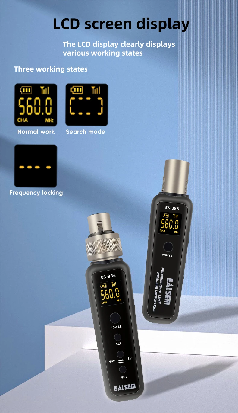 EALSEM 386 UHF Wireless Microphone Converter XLR Transmitter and Receiver Microphone Wireless System for Dynamic Microphone