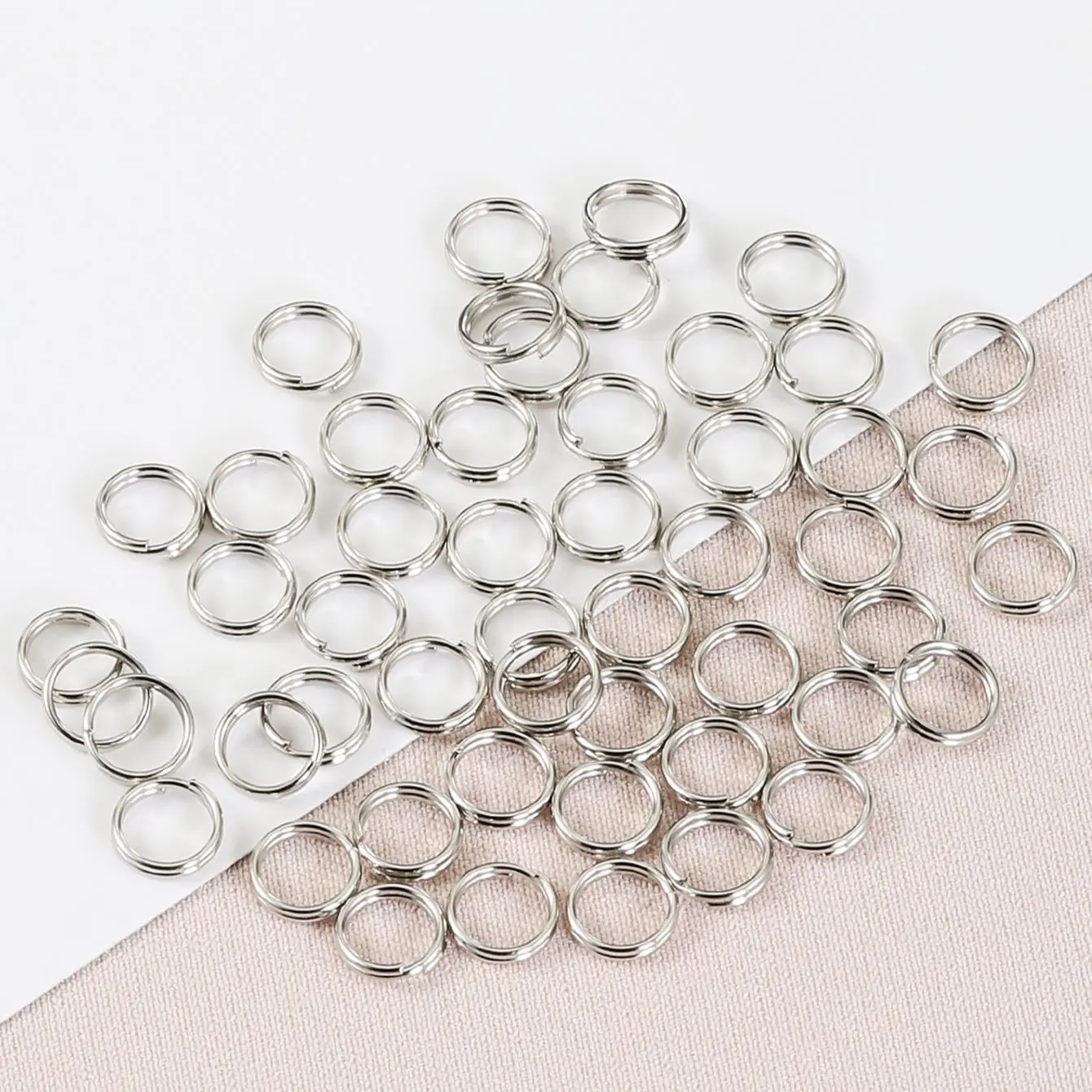 Key Rings 50pcs/lot 6/8/10/12mm Metal Keyring Blank Circle Split Ring Connector for DIY Keychain Jewelry Making