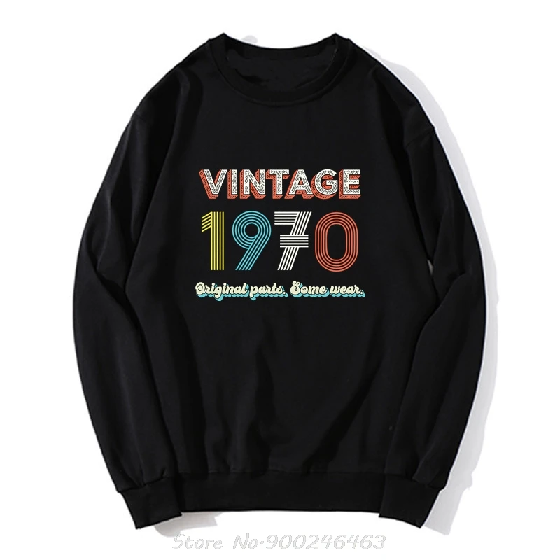 Geburtstags geschenk Vintage Original teile Vintage Retro 70er Jahre Schriftarten Hoodie Männer Baumwolle weich cool Sweatshirt Harajuku Streetwear