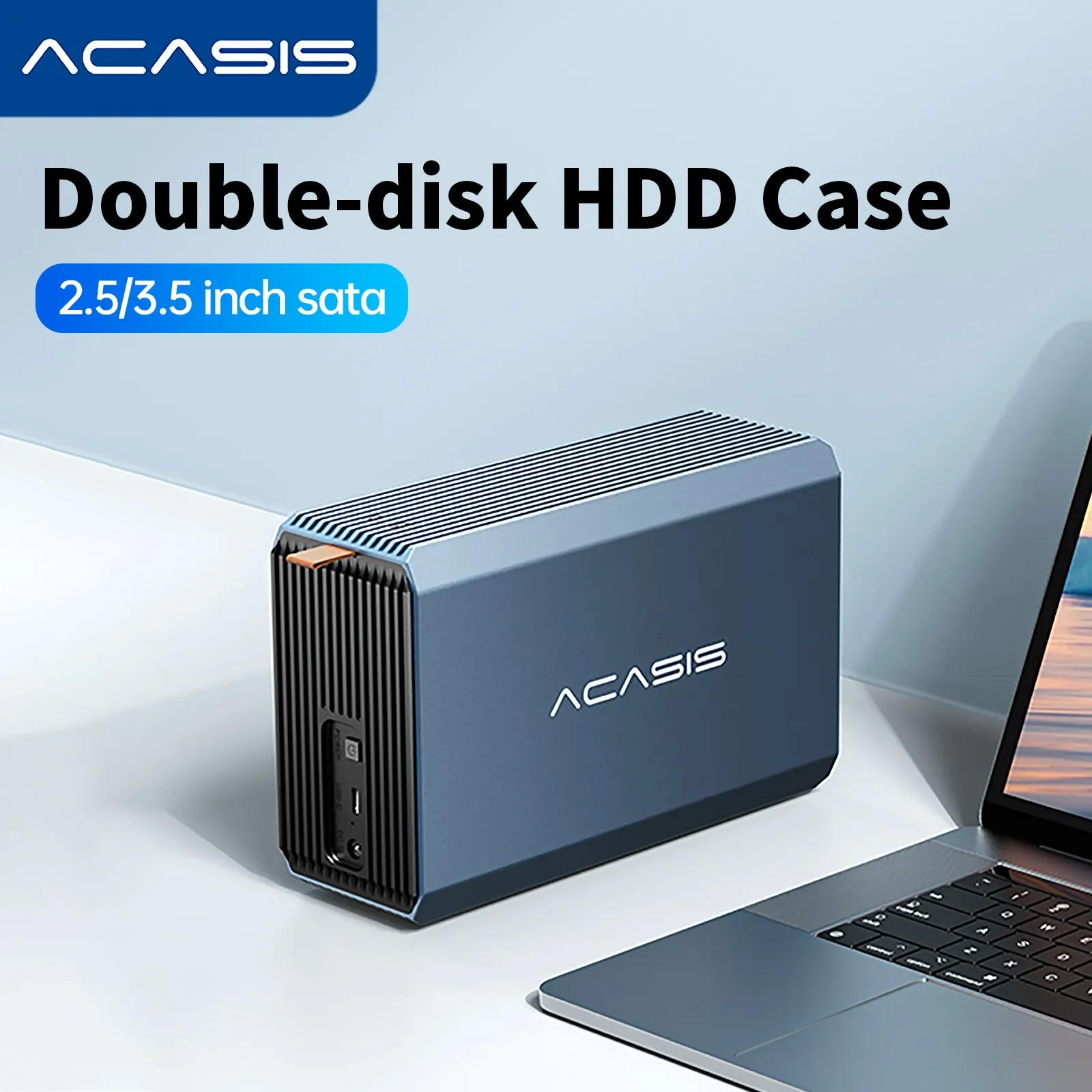 Acasis-dual Bay Case Gabinete de Disco Rígido Externo Case Hdd hd Array Sata para Usb Matriz de Disco Rígido com Função Raid 25 35