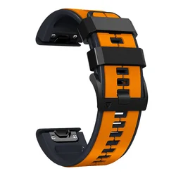 Quickfit Silicone Smart Watch Strap - Watchband 22mm 26mm - 22mm Fenix 6 6Pro (Orange black)