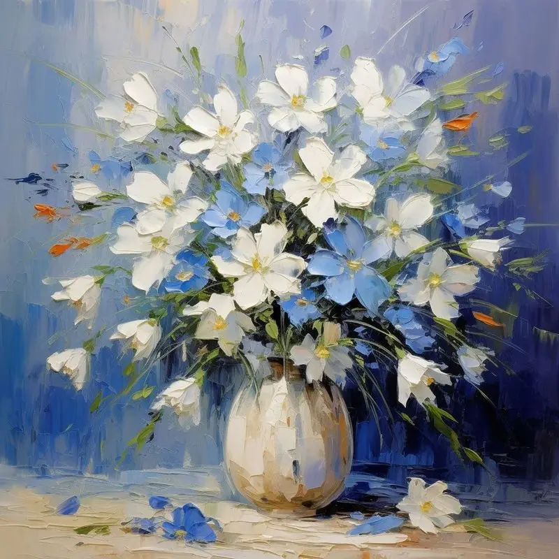 

GATYZTORY 5D алмазная живопись, полная выкладка, квадратная Цветочная вышивка крестиком, алмазная вышивка, распродажа, картины с голубыми цветами