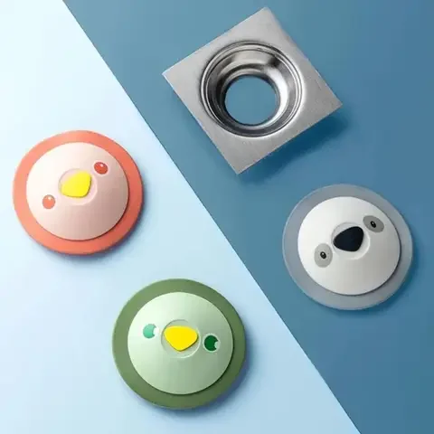 

Press Type Floor Drain Cover Sink Stopper Cartoon Silicone Sink Plug Kitchen Bathroom Accessories Water Drainer Hair Catcher