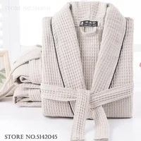 100% coton Couple Robe gaufre peignoir Robe Kimono Yukata maison vêtements décontracté femmes vêtements de nuit printemps été vêtements de détente 1