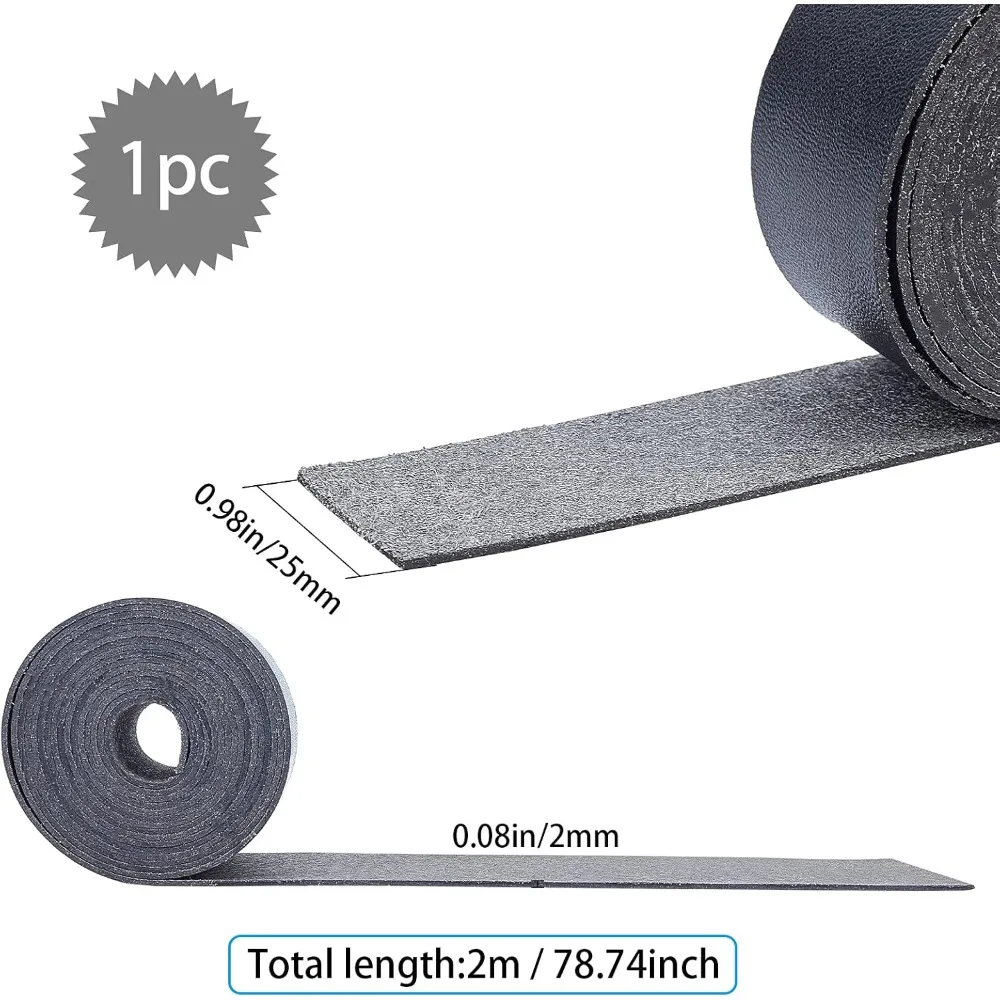 가죽풍 리본 가죽풍 가방끈 쥬얼리 제작 DIY 공예용 검정색 1(25mm) 2m/롤