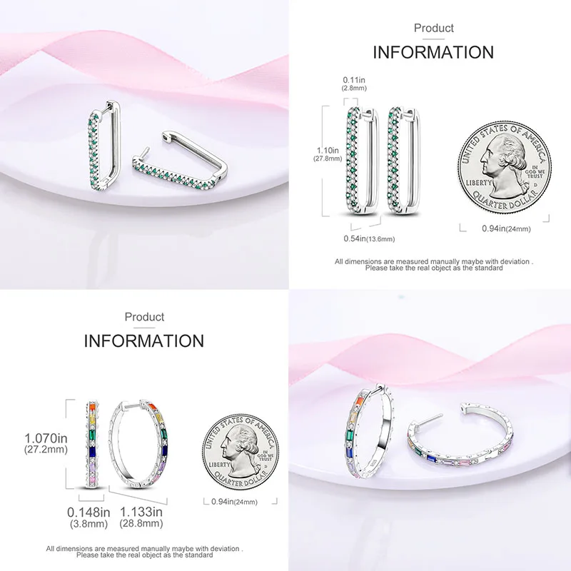 Hoop Earrings Silver Earrings Silver Hoop Earrings Womens Earrings Gold Earrings Original 925 Sterling Silver Colorful Gold Rose Gold Big Hoop Earrings For Women Collocation Wedding For Wife Girlfriend Gift