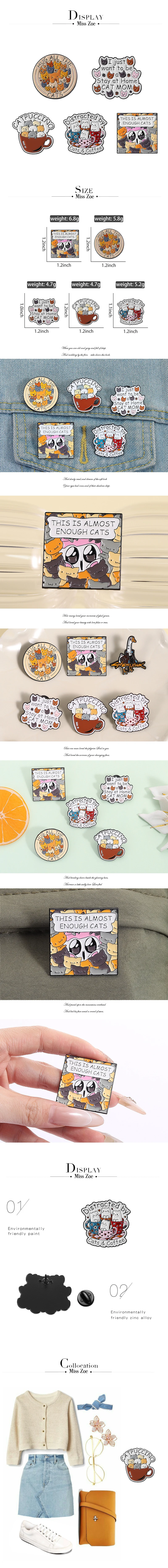 CATPUCCINO Katze Emaille Pins Benutzerdefinierte DIES IST BEST ENOUGH CATS Broschen Revers Abzeichen Kleidung Tier Schmuck Geschenk für Kinder Freunde – Detail 1