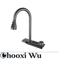 CHOOXIWU-A ก๊อกน้ําแบบดึงออกได้มัลติฟังก์ชั่นเหมาะสําหรับห้องครัว ก๊อกน้ําอ่างล้างจานจอแสดงผลดิจิตอล 5