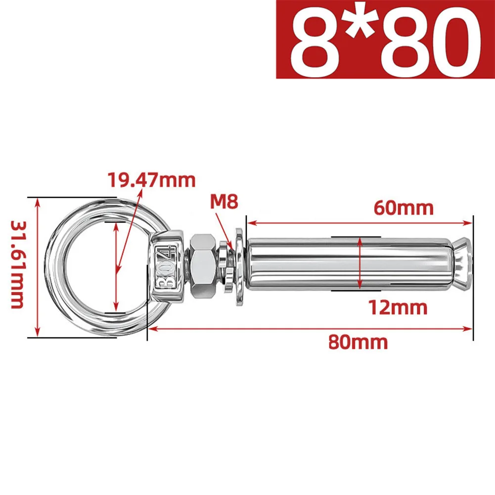 1 Stück 304 Edelstahl Expansionsschrauben mit Ringhaken Anker Beton Expansion Ringschraube Expansionsschrauben 50–150 mm Schraubenlänge – Detail 12