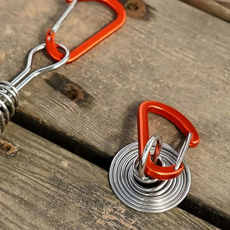 Outdoor Camping Octopus Rope Buckle Camping Deck Nail Stainless Steel Fixed Tent Rope Buckle Wooden Hook Spring Wind tent rope buckle